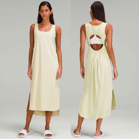lululemon athletica Dresses & Skirts - lululemon athletica Light Yellow Cutout Midi Dress
